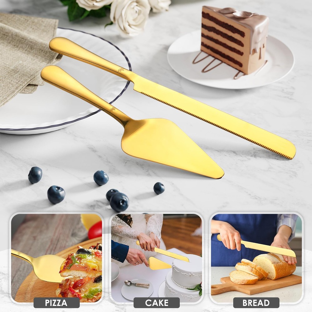 Cake Cutting Set for Wedding - Extended Cake And Server Set Thickened Stainle...