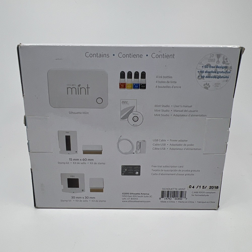 Silhouette Mint Custom Stamp Maker w Stamp Kits