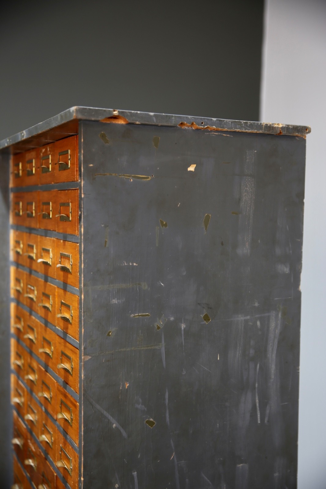 Antique Card Catalog Wood Apothecary Cabinet industrial vintage drawer cubby