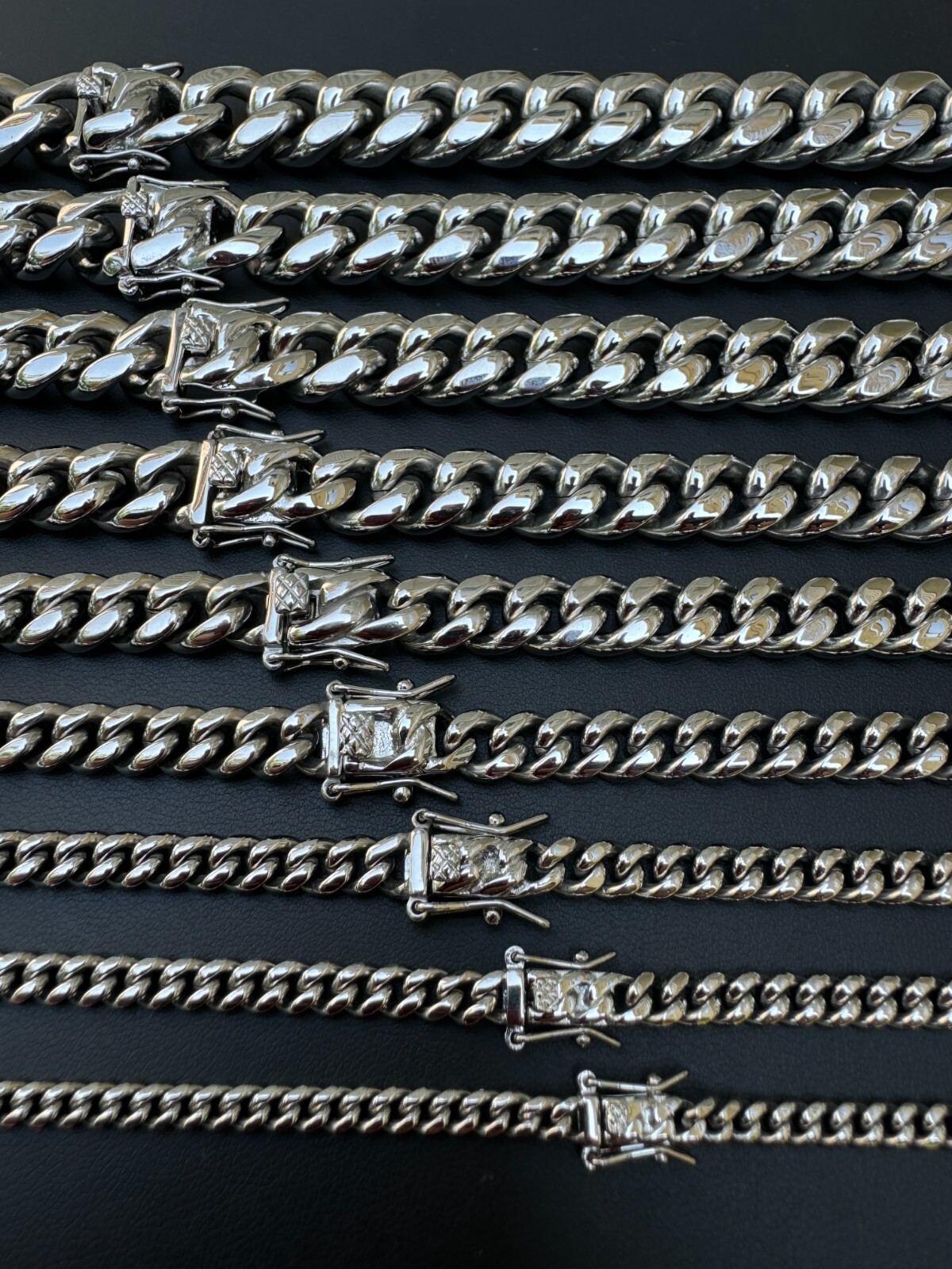 Real Solid Stainless Steel Miami Cuban Link Chain Necklace Box Clasp 4-18mm