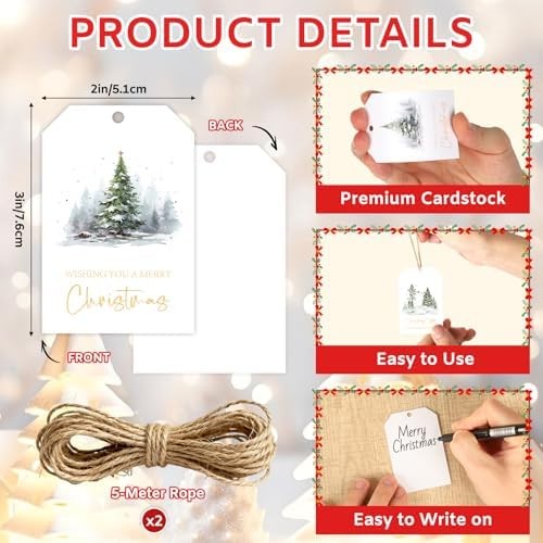 48 Pc Modern Christmas Gift Tags with String