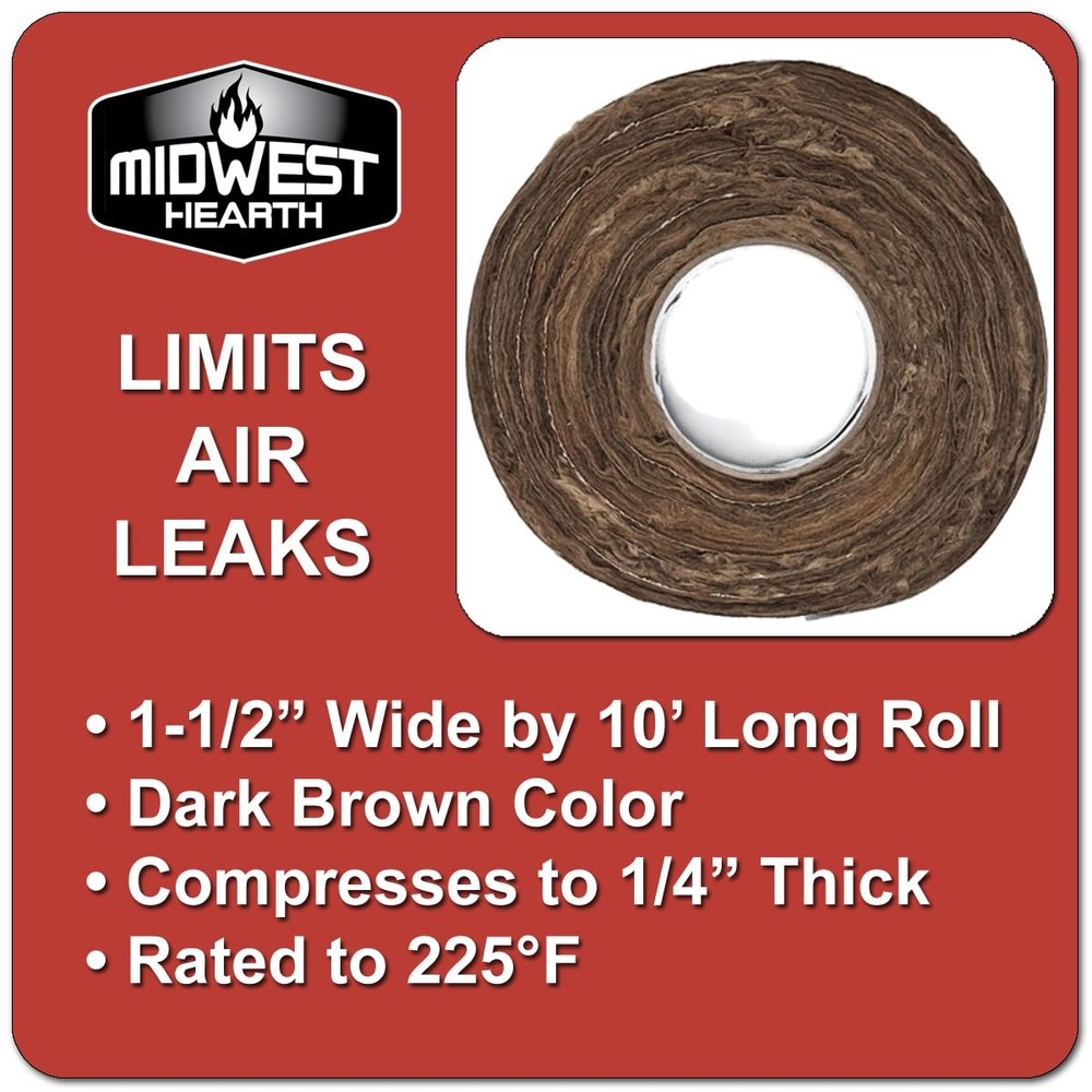 Midwest Hearth Fireplace Insert Insulation 10' Roll Long, Dark Brown