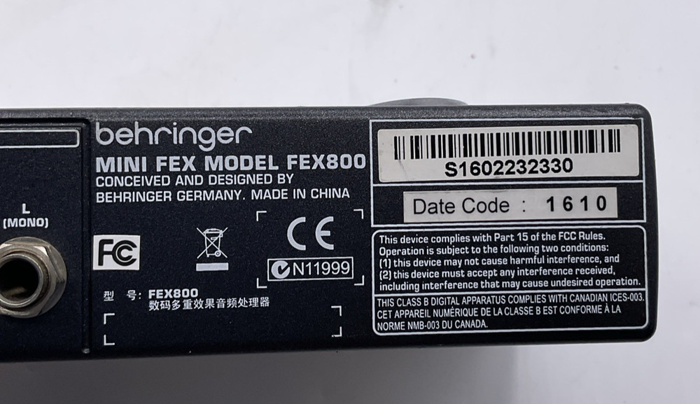 Behringer Mini Fex 800 Multi Effects Processor With Cord