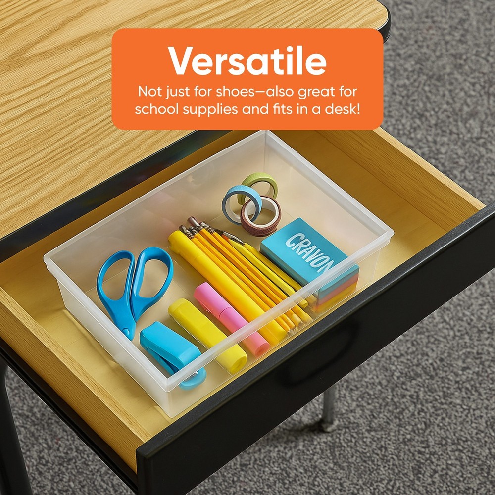 Superio Shoe Box Storage Container Clear Stackable Plastic, 6.5 Qt, 8 Pack