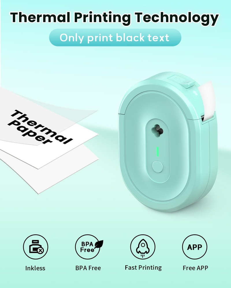 Label Maker Machine with Tape, Portable Bluetooth Label Makers, Inkless Mini Pri