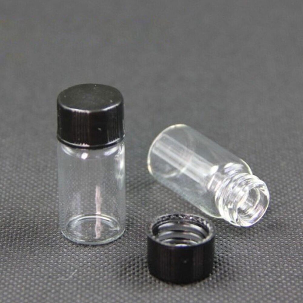 50pcs 3ml Mini Clear Small Empty Glass Bottles Sample Vials Jars with Screw Cap