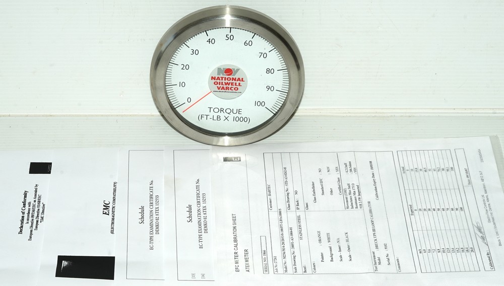 Electro-Flow Controls M25X Analogue Torque Gauge ATEX Certification Paperwork