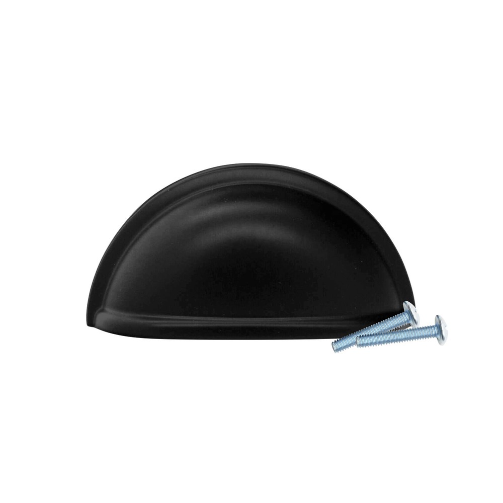 Amerock Cup 3" Flat Black Kitchen Cabinet Drawer Door Handle Pull BP53010FB