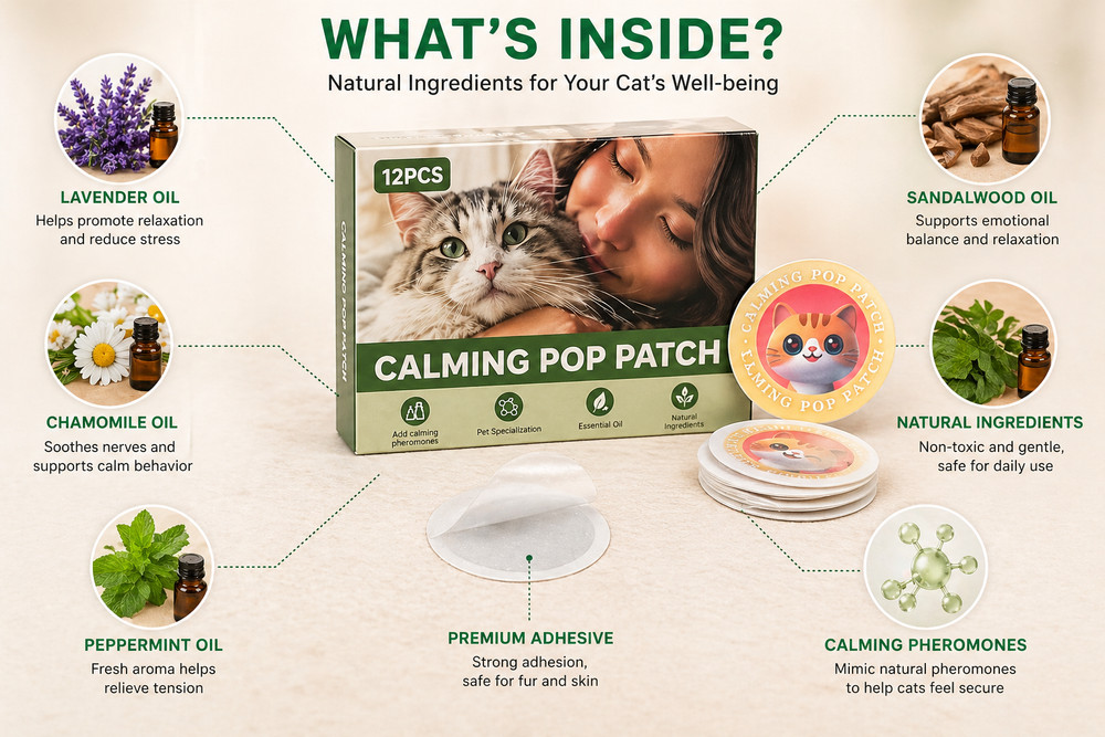 Calming Pop Patch for Cat Travel – Pheromone Diffuser for Cats Reduces Anxiet...