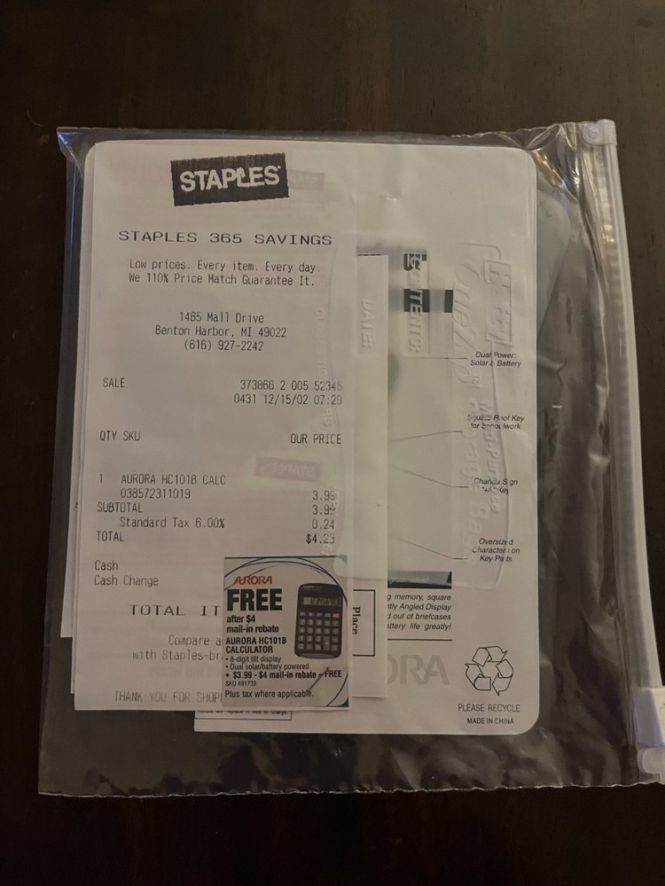 Aurora HC101B Dual Power Calculator