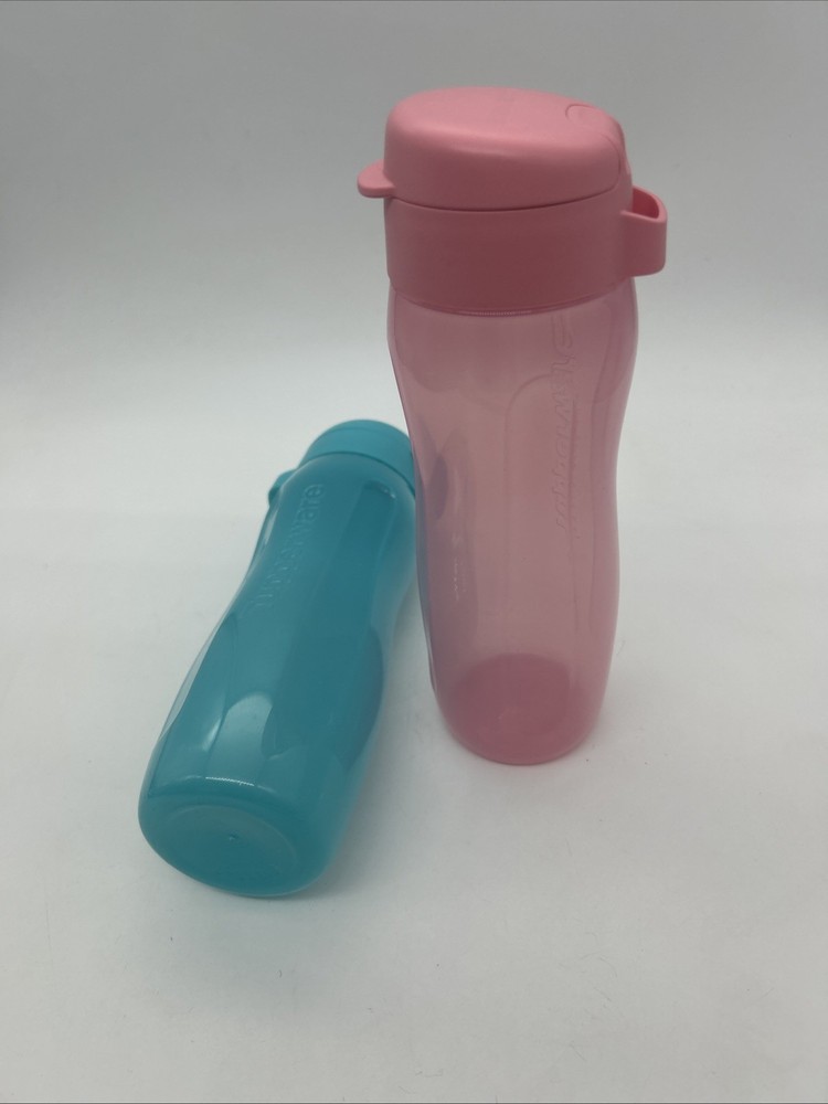 Tupperware 500ml Bottle Pair Eco Top Pink Blue Small
