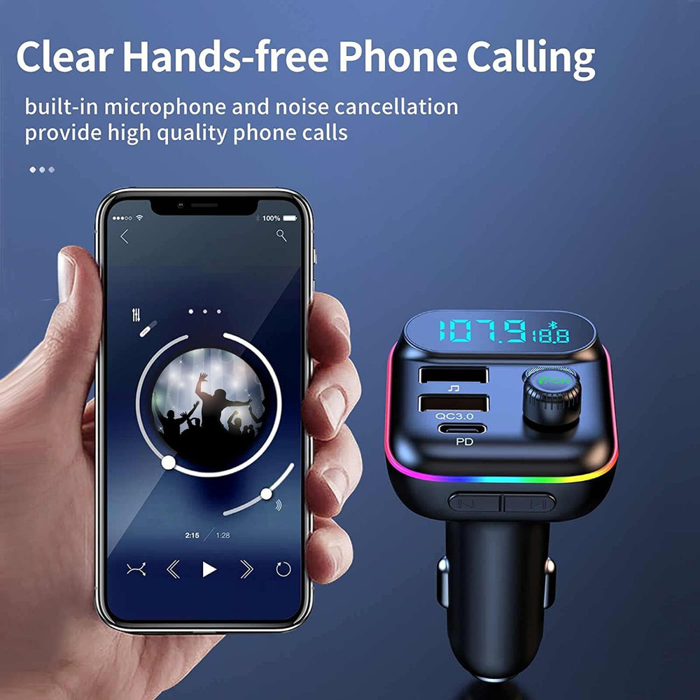 Bluetooth Adapter for Car, Wireless FM Radio Transmitter, Wireless Bluetooth 5.0