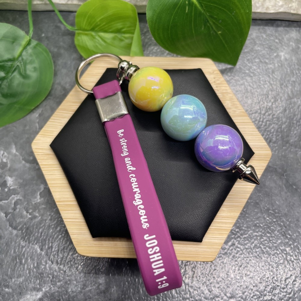 4.5” Silicone Be Strong Scripture Keychain Purse Backpack New Free Ship B903