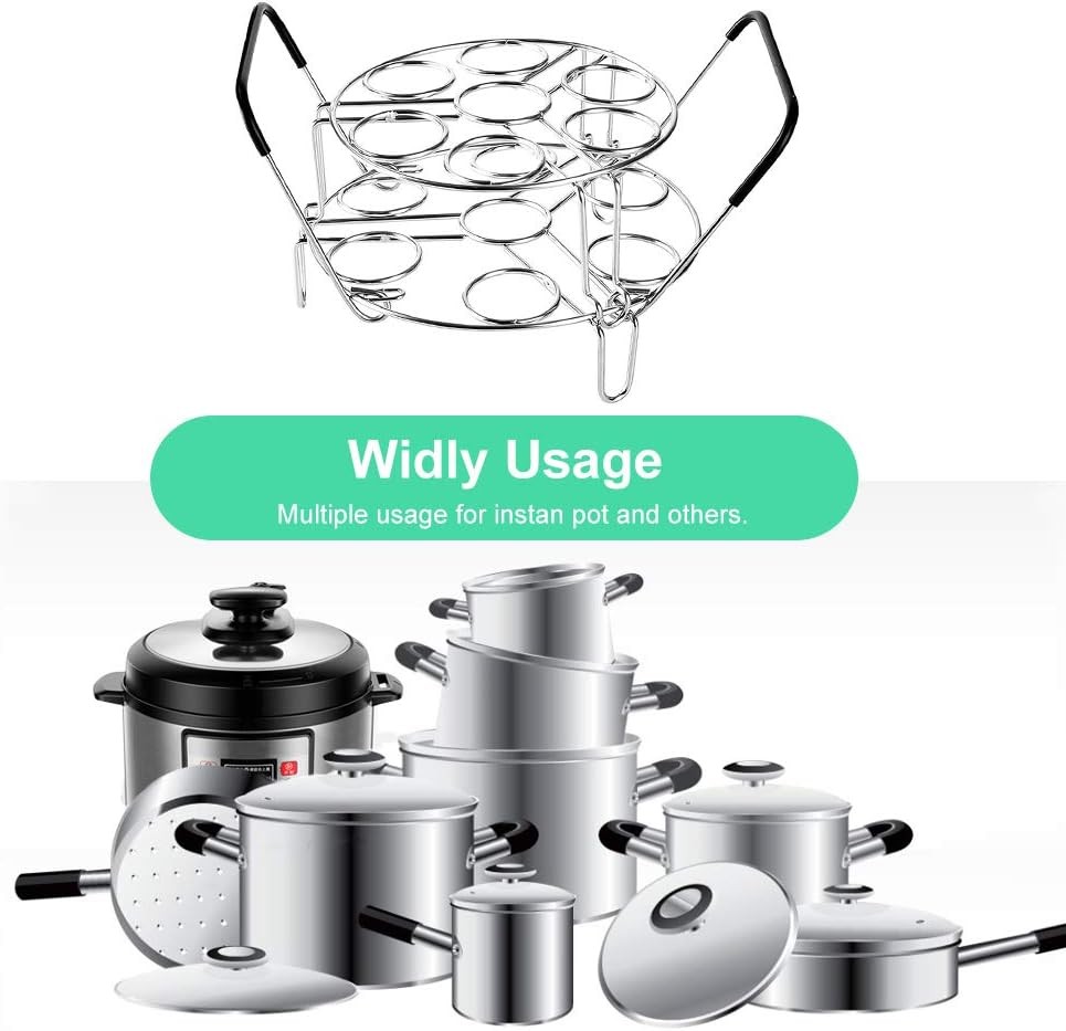 Stackable Egg Steamer, Egg Cooking Rack with Heat Resistant Silicone Handles