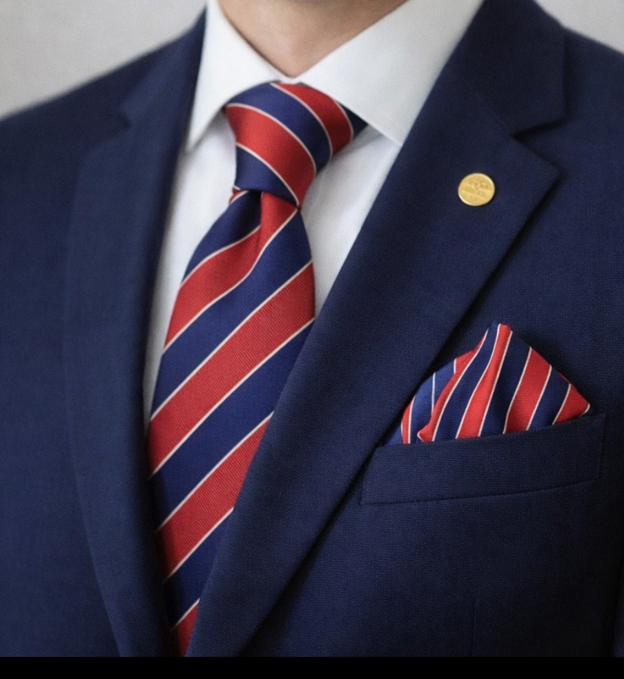 Blue & Red Striped Necktie Set