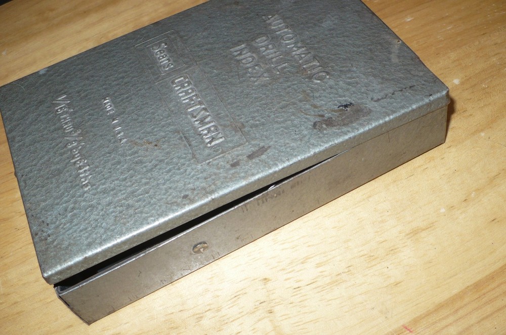 Vintage Sears Craftsman Automatic Drill Index Toolbox & 3 Drill Bits