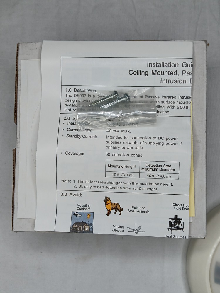 Bosch DS937 Ceiling Mount Motion Detector - White