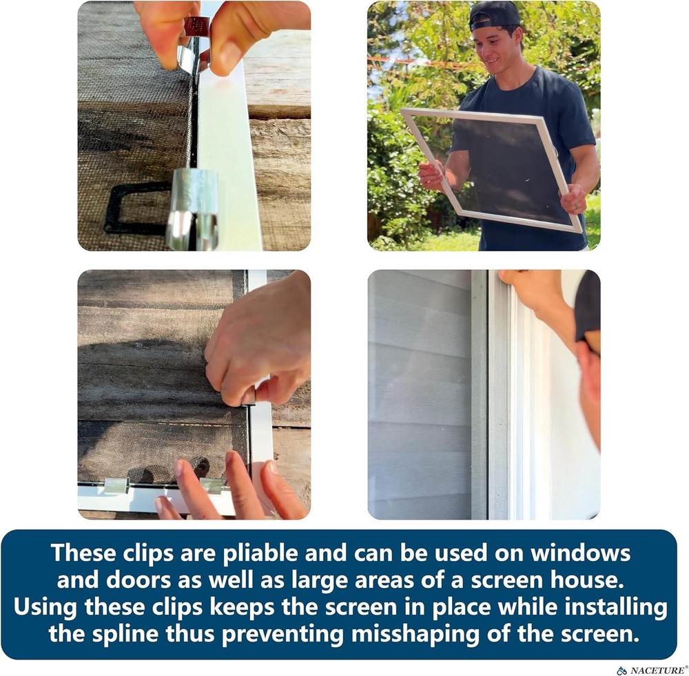 10Pcs Screen Door Installer Clips Retainer Patio Garage Window Easy Installing