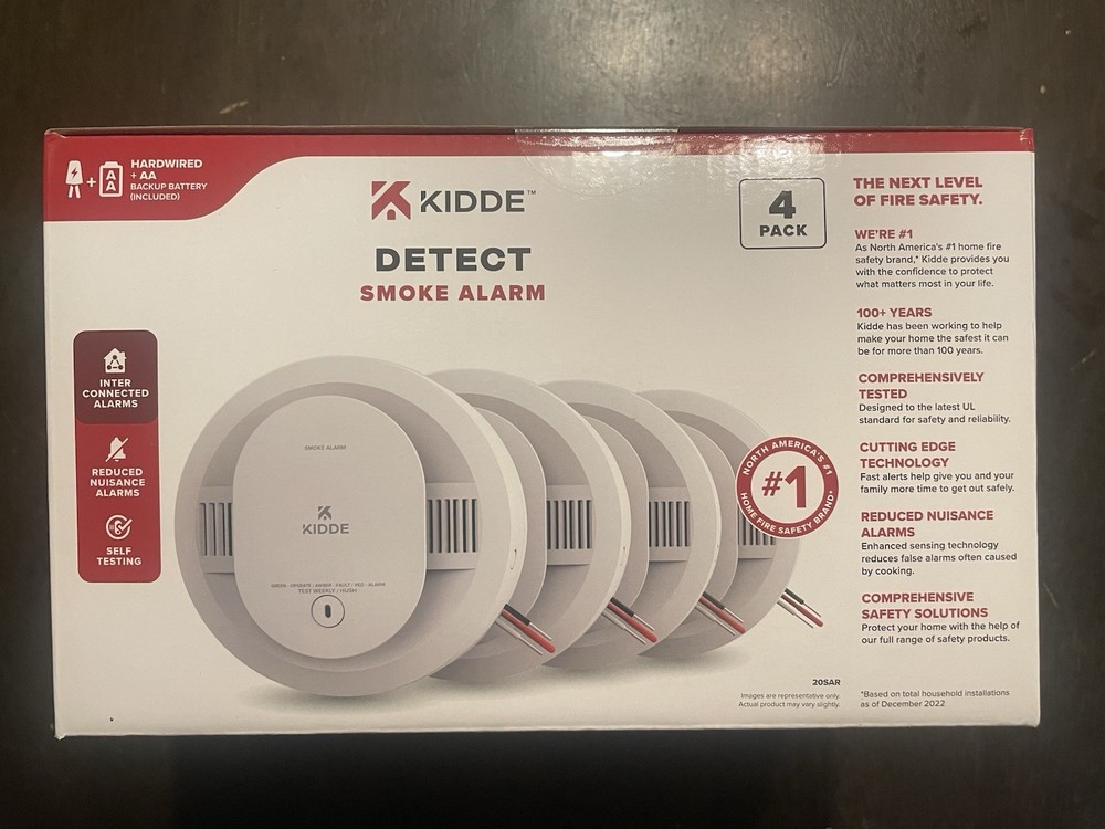 Kidde Hardwired Smoke Detector, AA Battery Backup, Interconnectable , 4 Pack