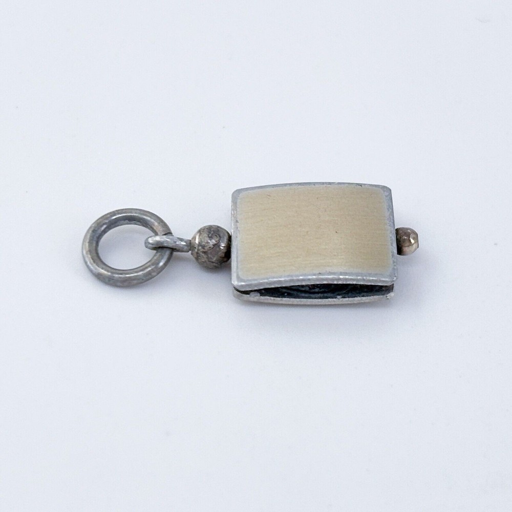 Vintage Silver-Tone Rectangular Charm Pendant