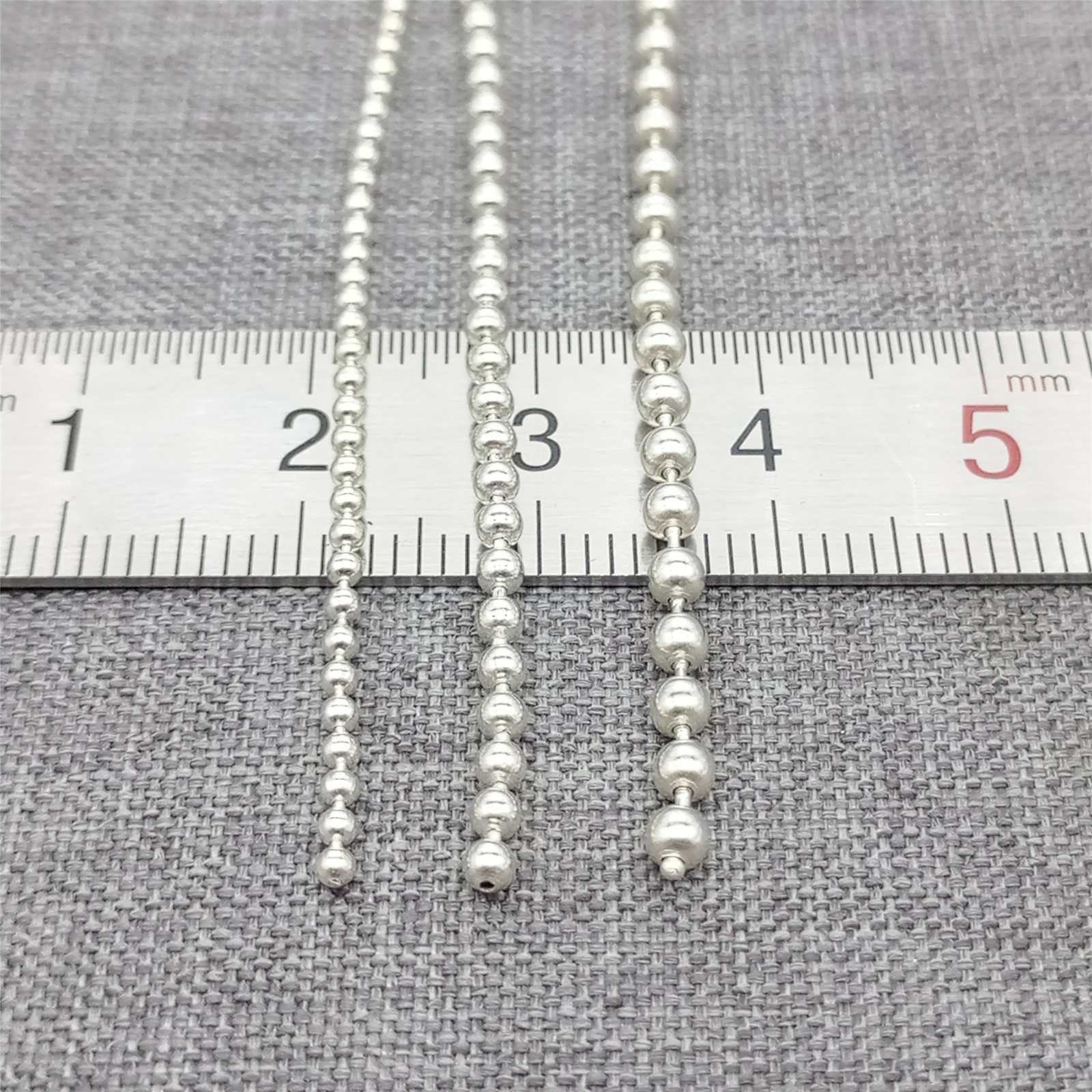 925 Sterling Silver Unfinished Bead Ball Chain 1.5mm 2mm 2.5mm 3mm 4mm 5mm