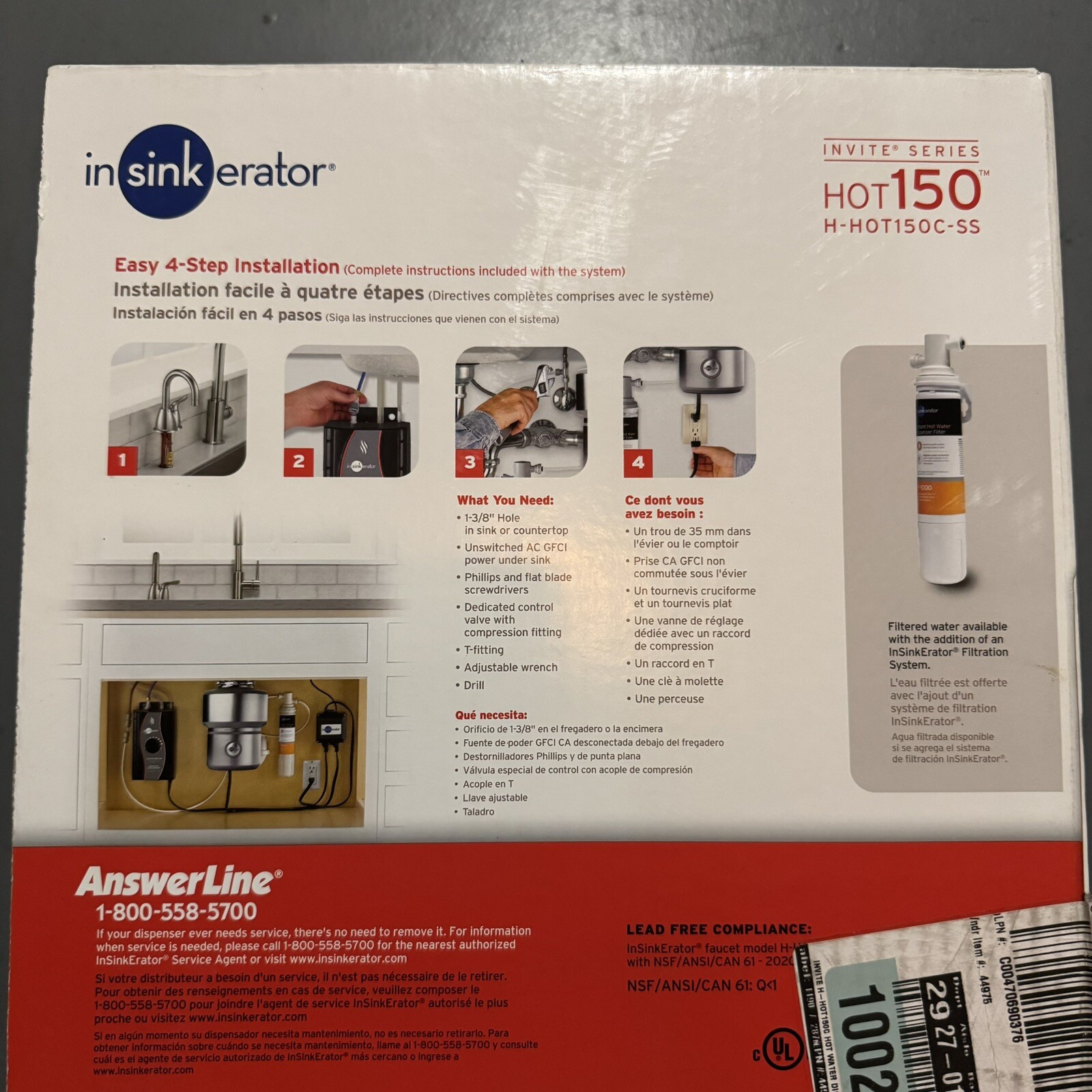 InSinkErator H-HOT150C-SS Invite Hot150 Instant Hot Water Dispenser With Tank