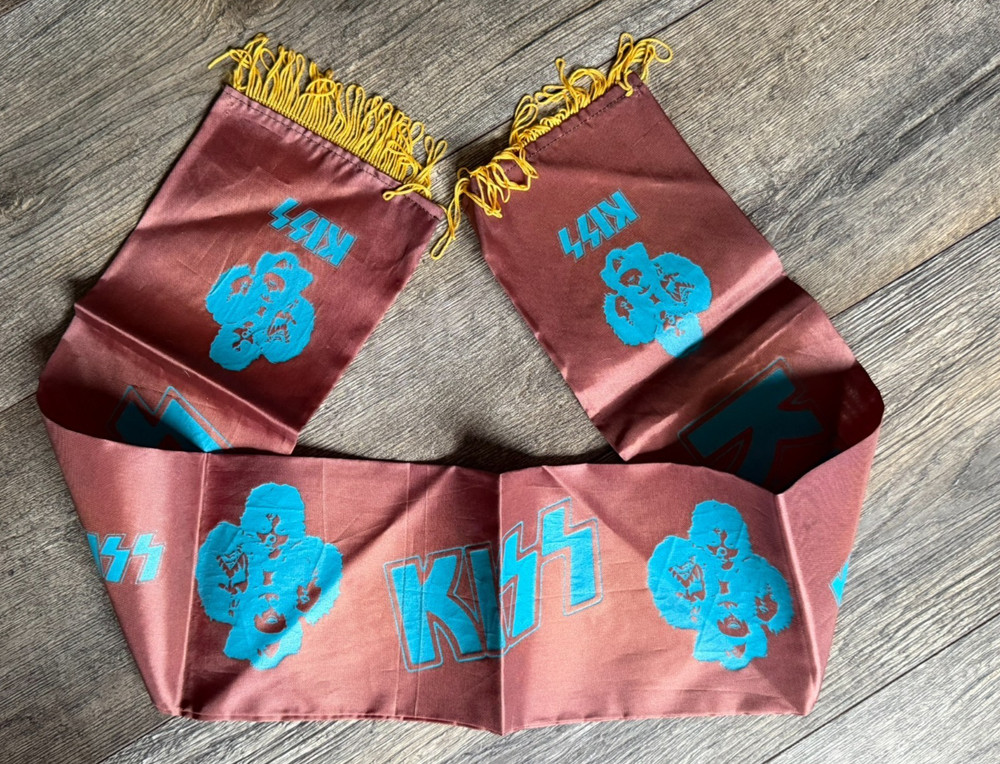 KISS Scarf Banner Kiss Army Bronze Bronze Blue Vintage Kiss Aucoin Memorabilia