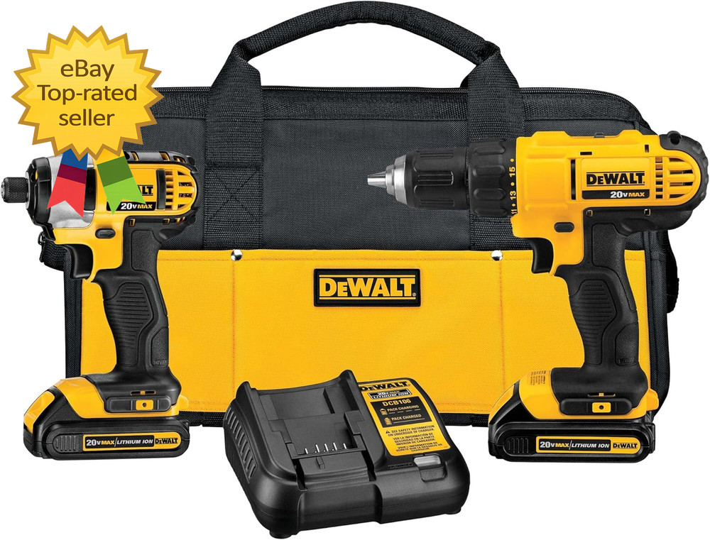 20V MAX Cordless Drill and Impact Driver  Power Tool Combo Kit  Includes 2 Batte
