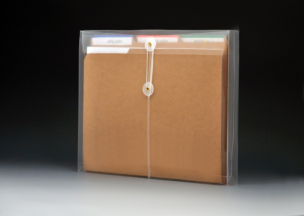 6 Pack String-A-Long Clear Poly Envelopes with Gusset Letter Size Side Load