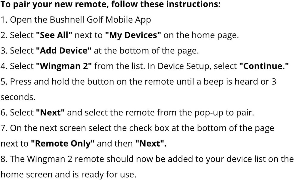 Replacement Remote for Wingman 2 GPS Speaker Bushnell Official