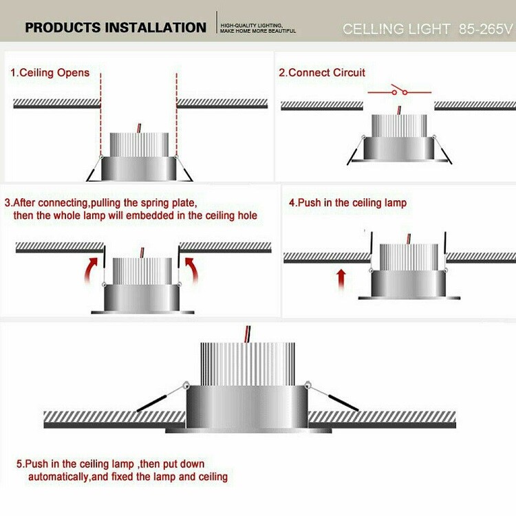 10PC LED Downlight 3W/4W/5W Dimmable Recessed Ceiling Panel Light Spotlight 110V