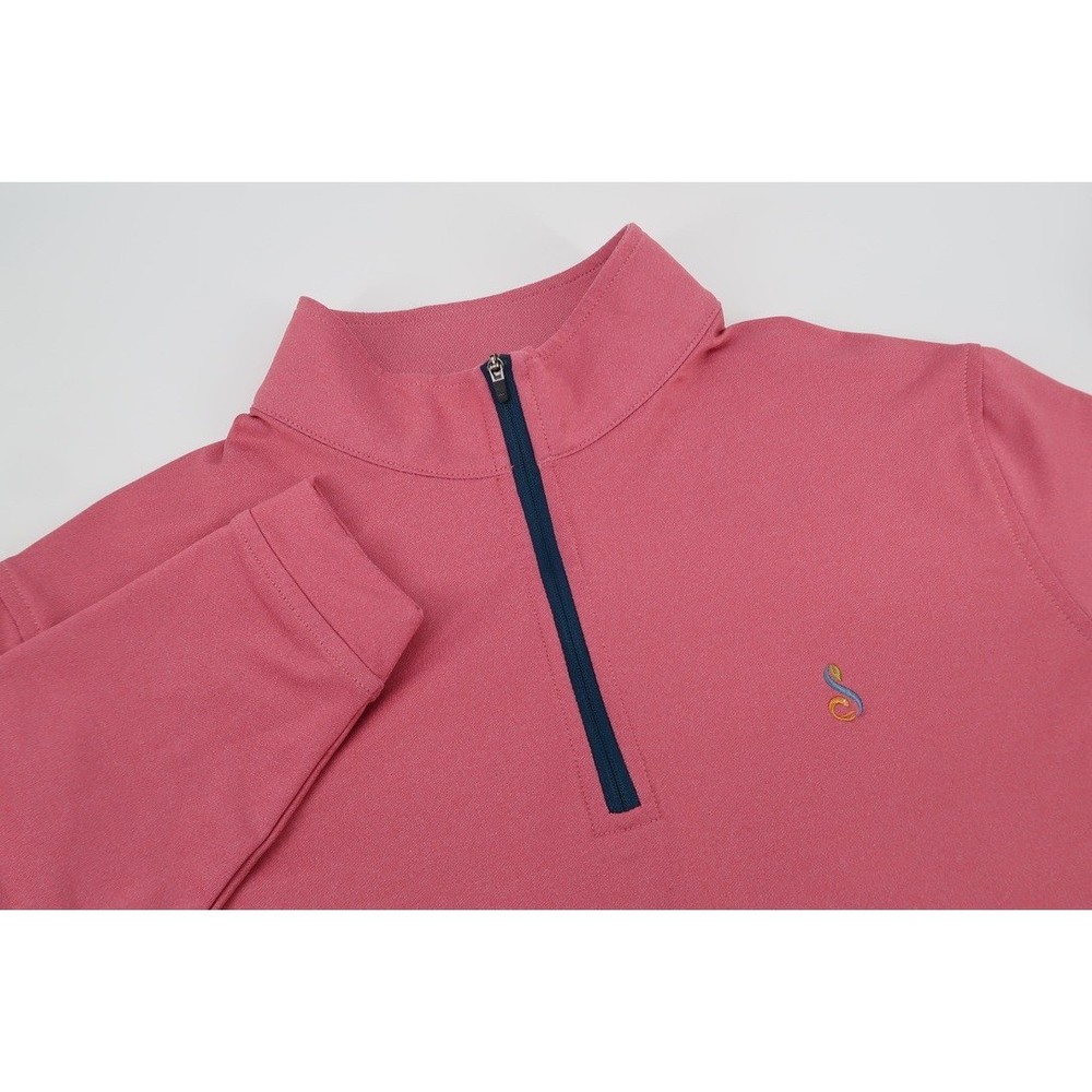 Peter Millar Melange Performance 1/4 Zip Pullover Mens Medium Red Stretch