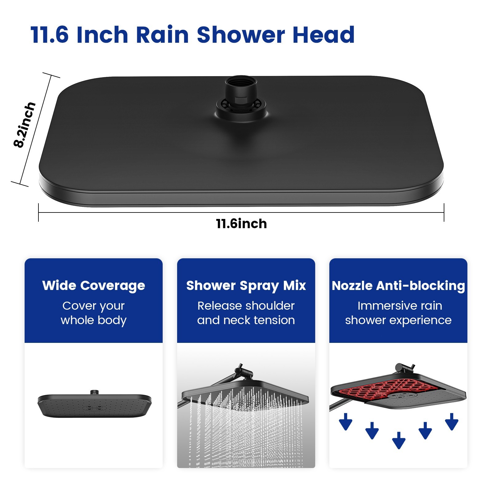JOMOO Filtered High Pressure Shower Head Combo 10 Spray 12" Rainfall