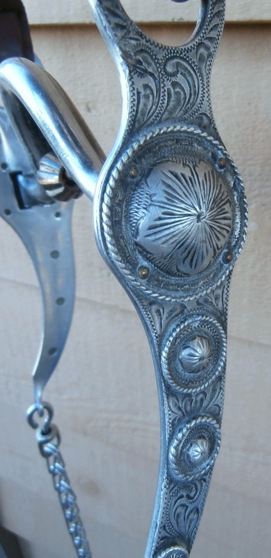 Vintage Sterling Silver 4 Concho Cheek Horse Bit Poco Headstall Rein Chains