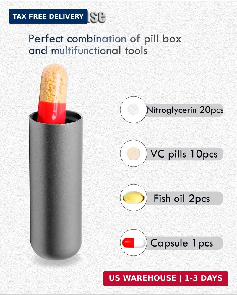 Titanium Small Pill Case, Mini Keychain Pill Holder, EDC Pill Container Portable