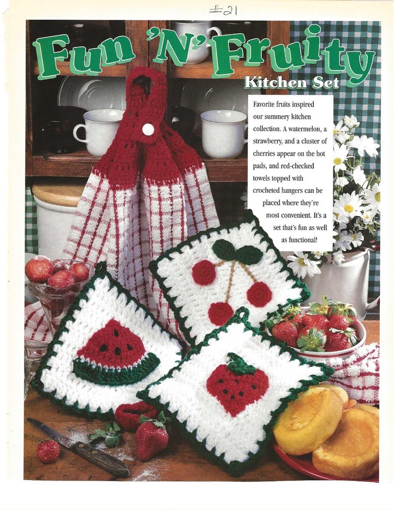 Fun & Fruity Kitchen set  (1301-9)  vintage crochet  pattern