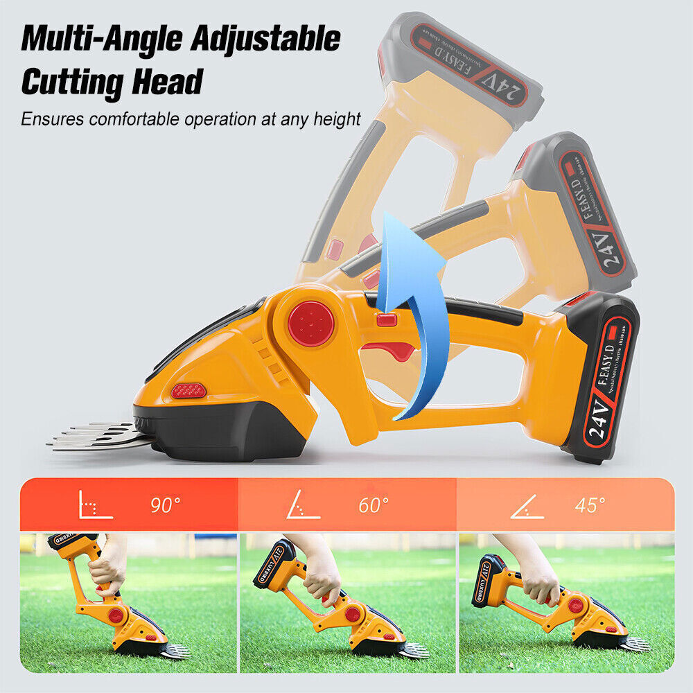 Handheld Electric Cordless Hedge Trimmer Grass Shear Bush Trimmer w/ 2x Battery