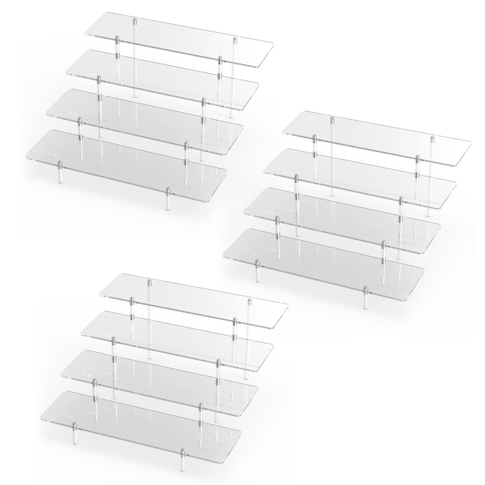 Acrylic Display Riser Stand Shelf Clear 4 Tier Cupcake Stand Perfume Display ...