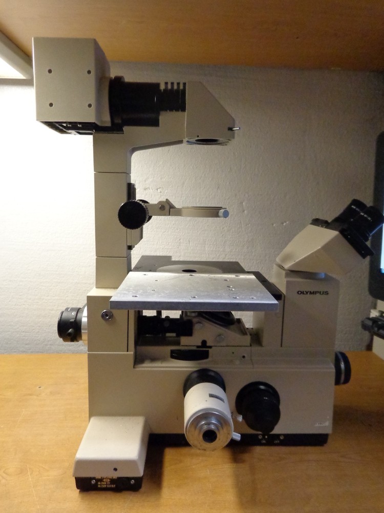 Olympus IMT-2 Inverted Microscope Stand Base with Binocular Head Stage w/Light