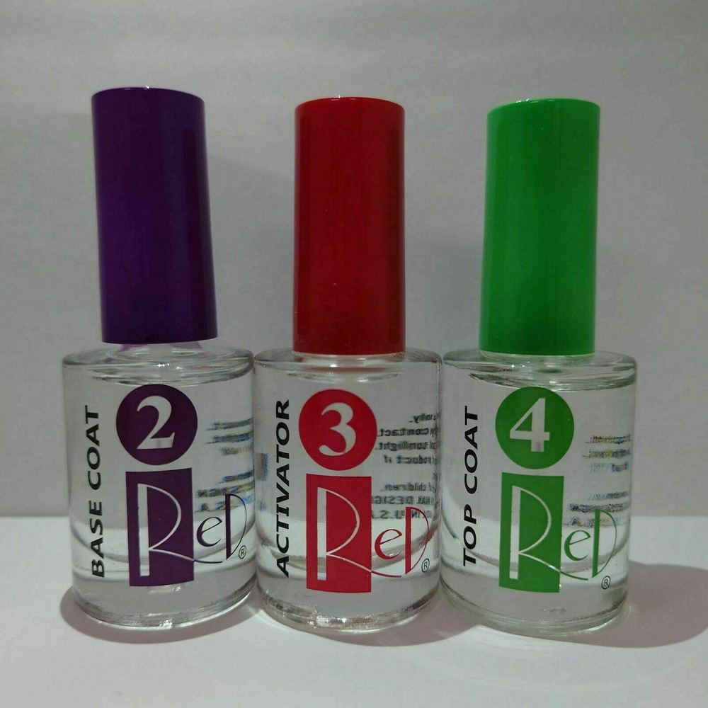 RED Dip Powder Liquid Dip Essentials (Base/Top/Activator) 0.5 fl oz 3steps