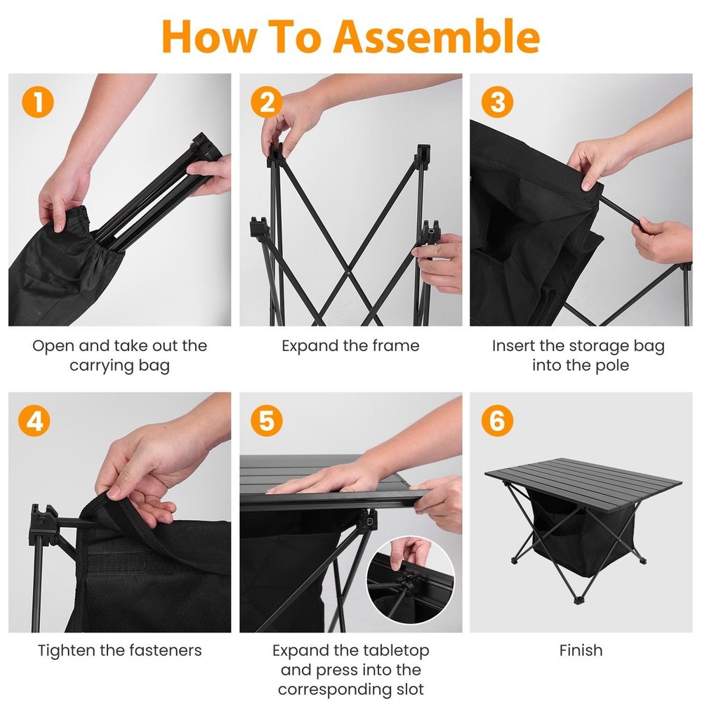 Foldable Camping Table Rustproof Portable Aluminum Alloy Roll-Up Table w/ Basket