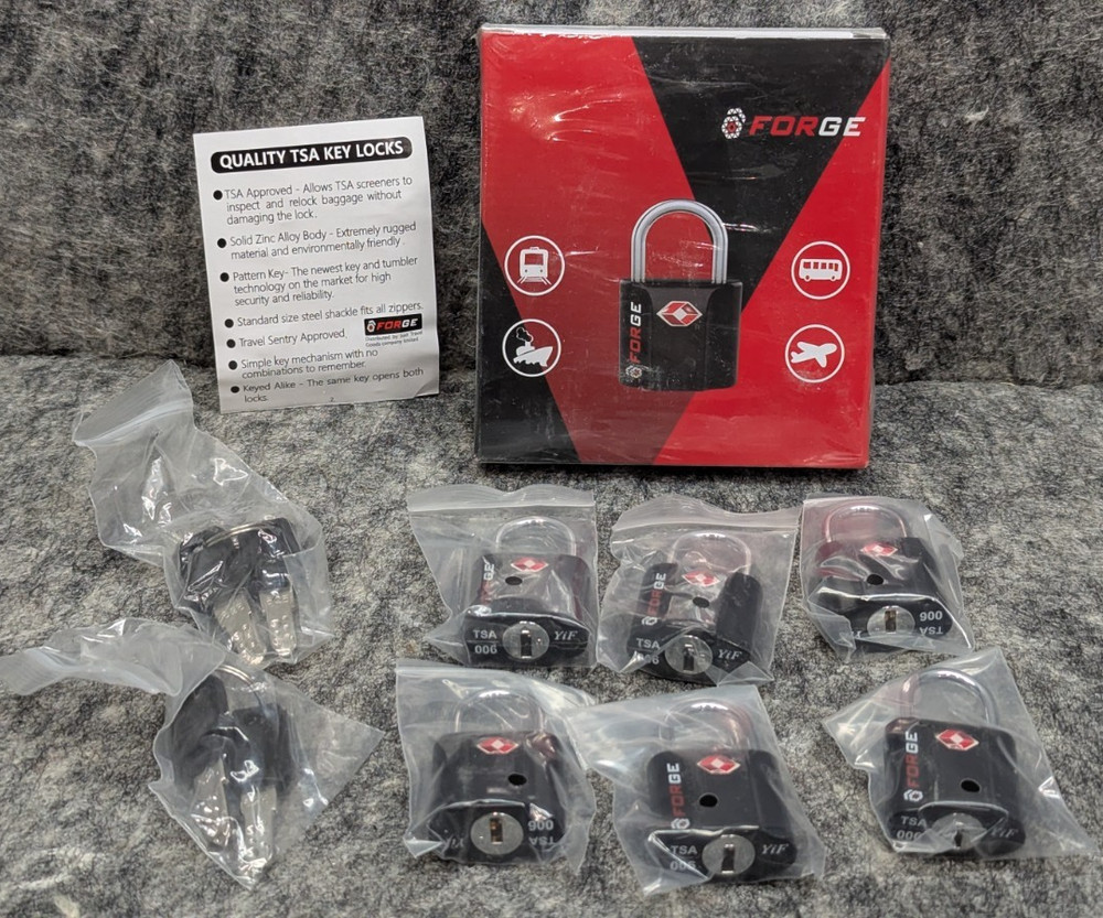 6 Pack Forge TSA Locks for Luggage, Padlock Lock Easy, Black 🔥New 🔥