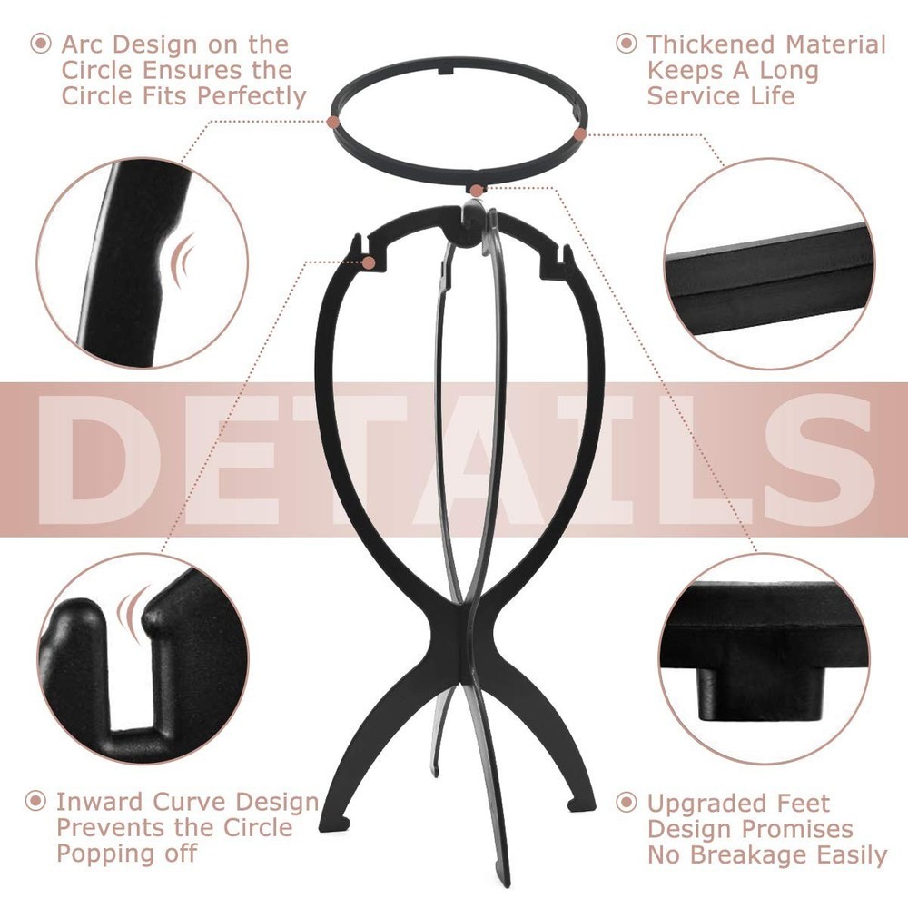 Essential Collapsible Wig Head Stand Set - Lightweight & Space-Saving 2-Pack