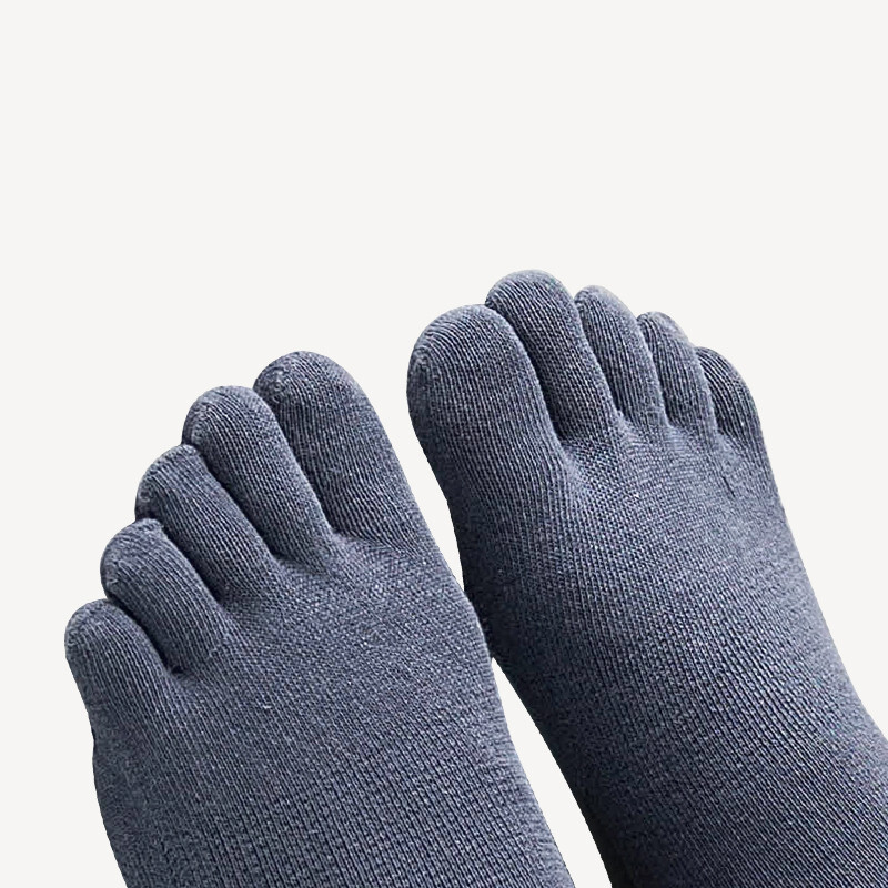 5Pack Men Crew Ankle Athletic Socks 100% Cotton Five Finger toe Sport Black 7-11