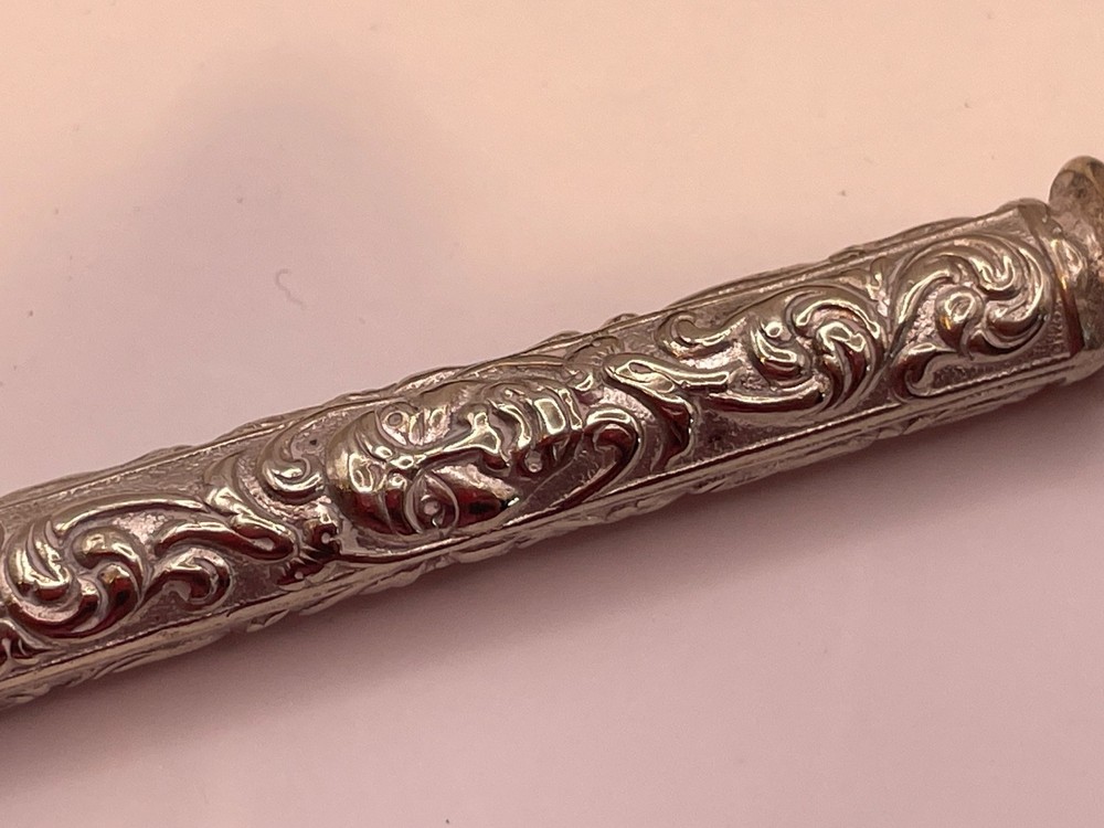 Chatelaine Solid Silver Antique Victorian Continental pin cushion pencil etc