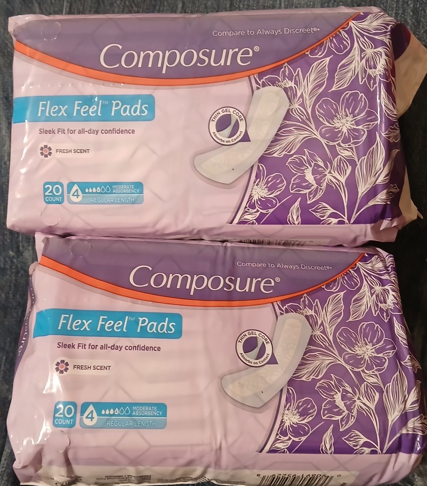 Composure Flex Feel Pads 2pk (Moderate Absorbency 4) Regular length