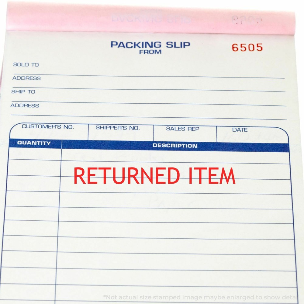 Returned Item Rubber Stamp Size 1/2" Tall x 1-1/2" Wide