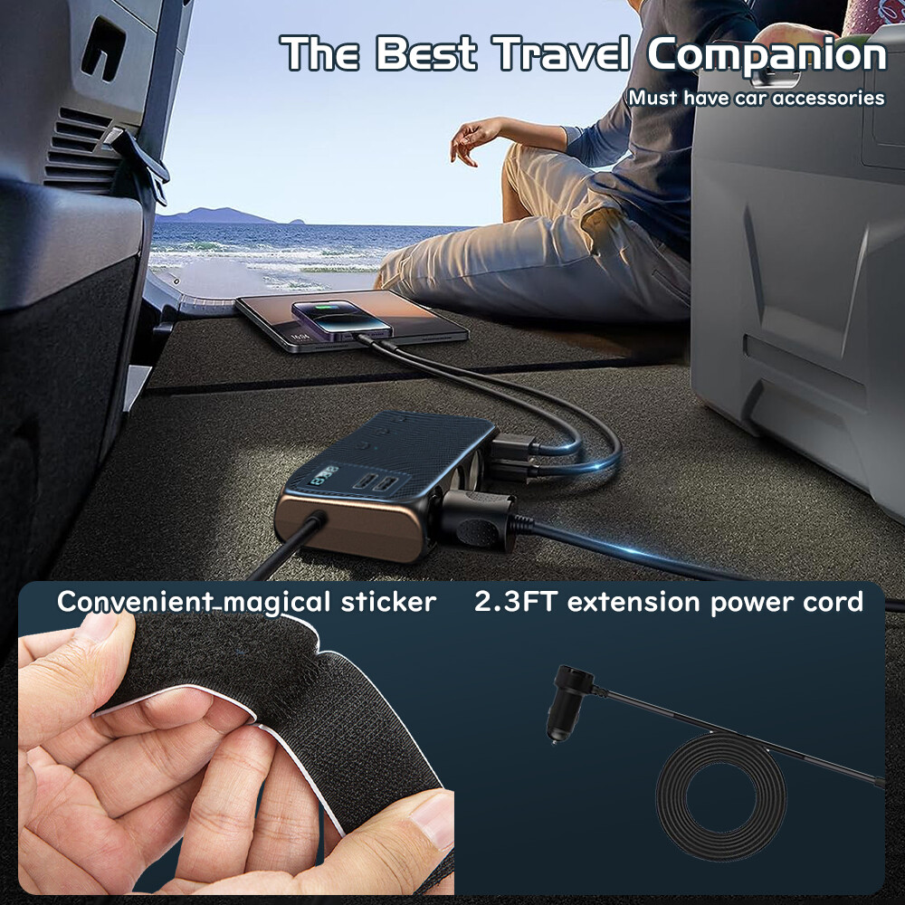 9in1 Car Cigarette Lighter Socket Splitter USB C Fast Charger 3Way Power Adapter
