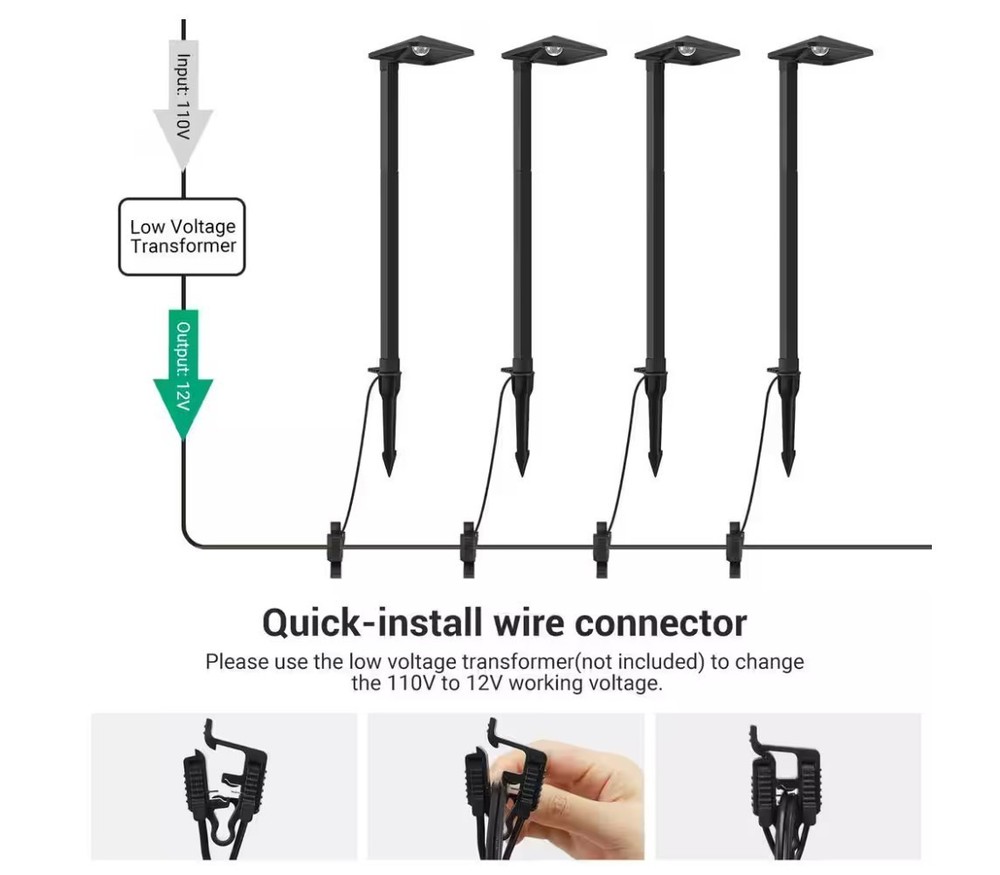 EDISHINE 20W Equivalent Low Voltage Black Integrated LED Path Light Kit (4-Pack)