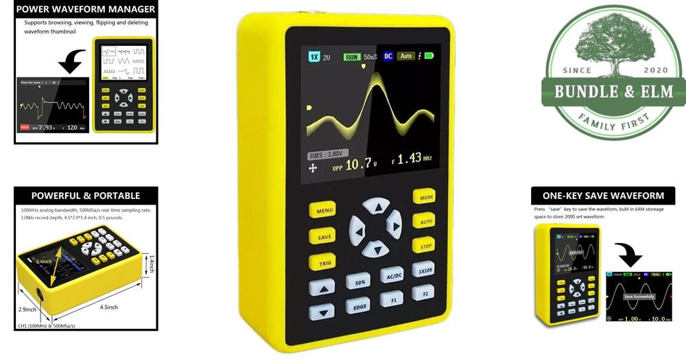 Mini Storage Oscilloscope with TFT Display for Frequency and Voltage Measurement